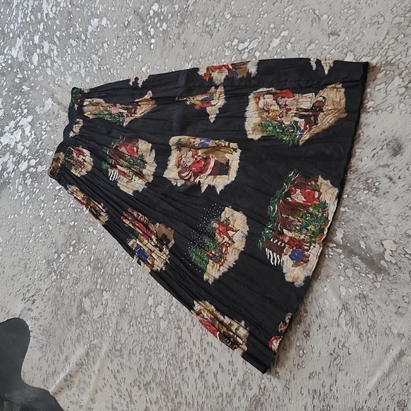 Sharon Young Sportswear Vintage Maxi Skirt SzM Christmas Santa - Picture 1 of 8